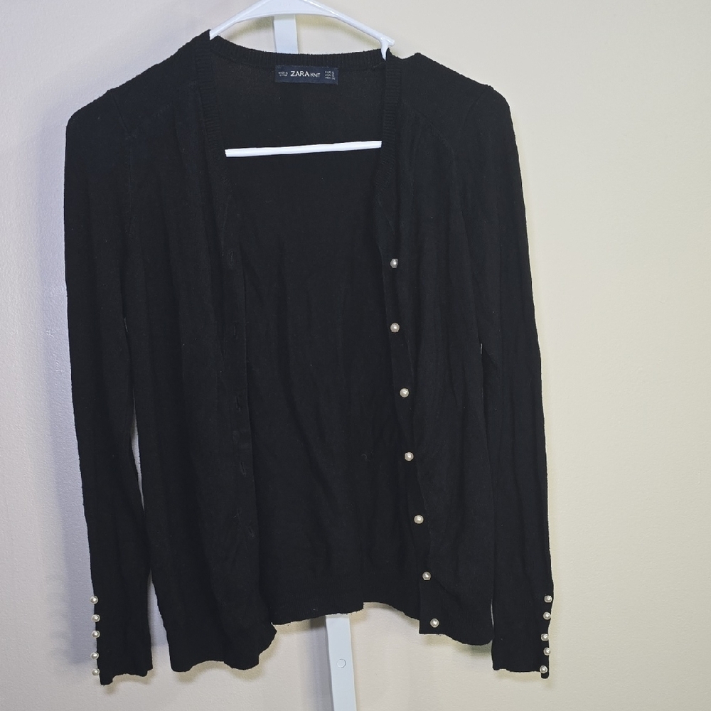 Zara Black‎ Cardigan  Fitted Ladies Sz S